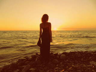 The girl at sunset