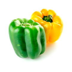 Yellow and green peppers isolated