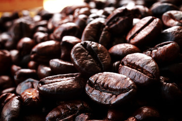 Coffee bean background in coffee shop.