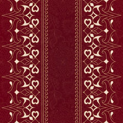 Vintage golden seamless border on vinous.