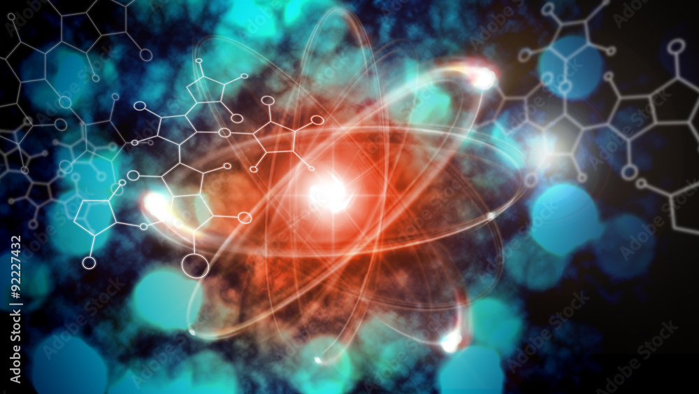 Wall mural atom particle