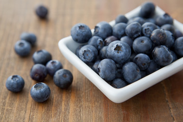 Blueberries in a White Dish