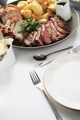 roast beef sharing meal