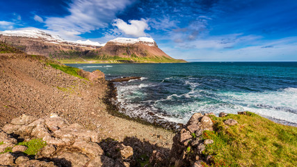 Mountains of the Arctic sea in Iceland
