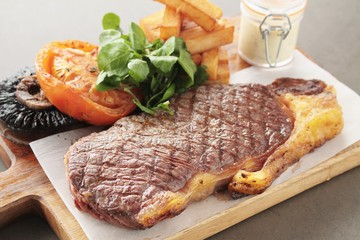 sirloin steak plated meal