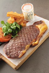 sirloin steak plated meal
