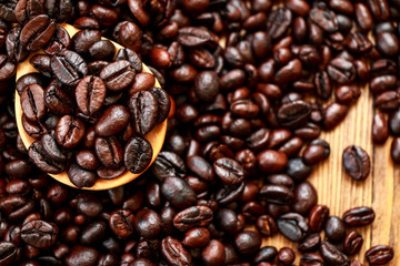 Coffee bean background in coffee shop.