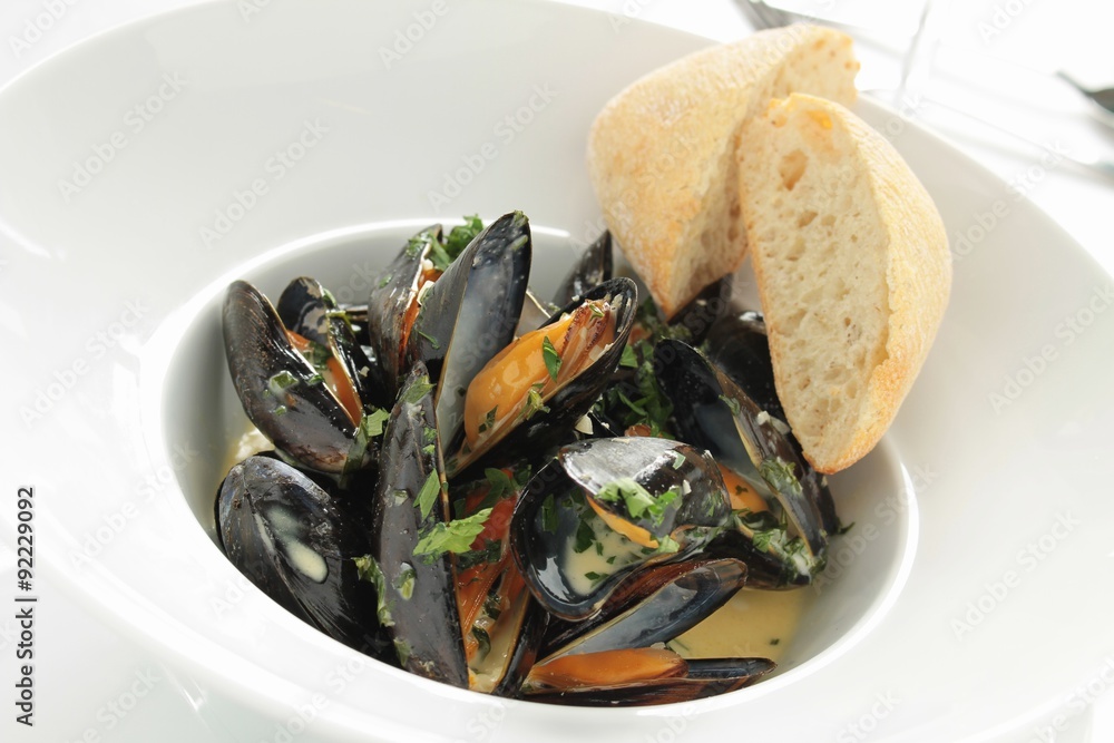 Canvas Prints cooked mussels moules marinier