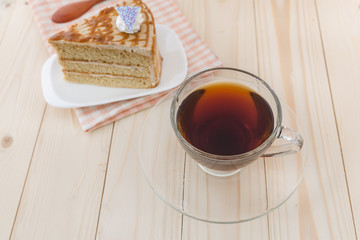 cup of coffee and delicious cake