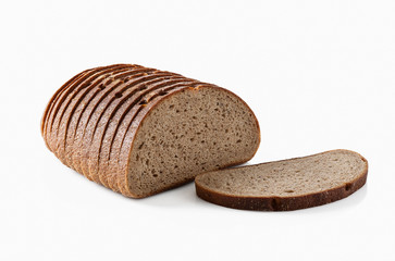 Bread. Slice of fresh rye bread isolated on white background
