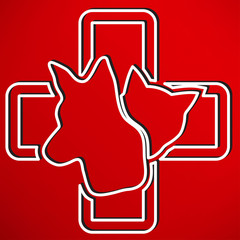 Cat and dog veterinarian clinic symbol
