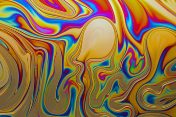 Psychedelic abstract background made from soap bubble reflecting light