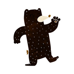 cartoon waving black bear