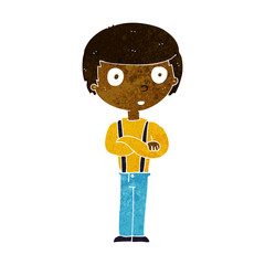 cartoon staring boy with folded arms