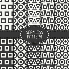 Set of line polygon abstract hipster seamless pattern. Geometric