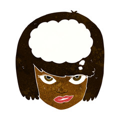 cartoon woman thinking