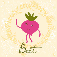 Cute beet character illustration