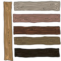 Wood swatches color set with different plants