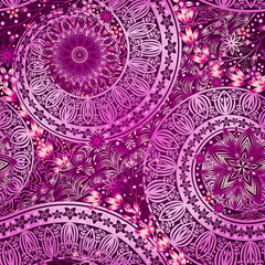 Vintage floral motif ethnic seamless background.