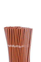 Group of straws isolated on white background.