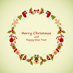 Christmas and New Year vector wreath