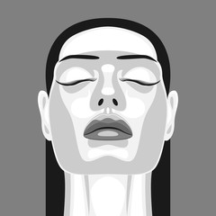 Retro Portrait of Vampire Woman in Noir Style