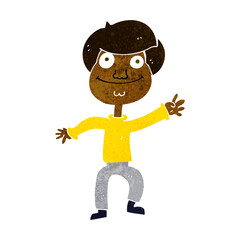 cartoon happy man waving