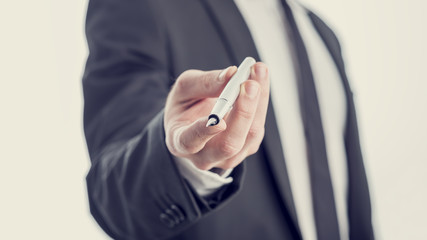 Closeup view of professor, businessman or politician offering yo