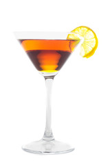 cognac cocktail on white background