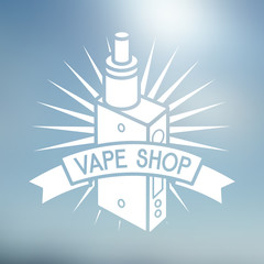 Vape shop logo. Isolated on blurred background