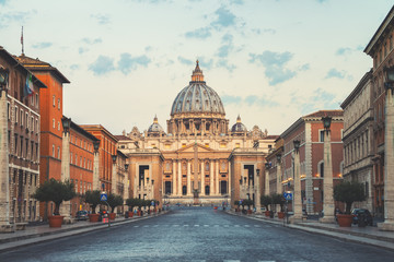 St Peters Basilica, Vatican City in the morning - obrazy, fototapety, plakaty