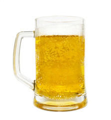 Beer mug with drop isolated on white + clipping path