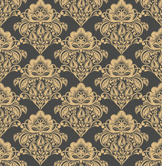 Vector damask seamless pattern background. 