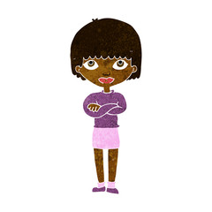 cartoon woman with folded arms
