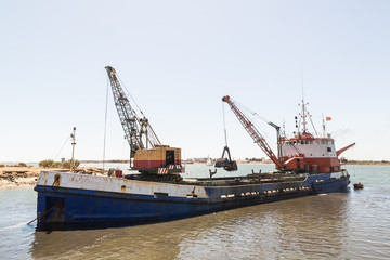 Dredging of Ayamonte, Harbor. Spain Andalucia