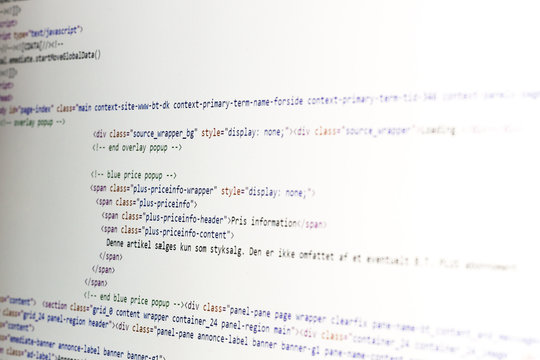 HTML code on computer monitor