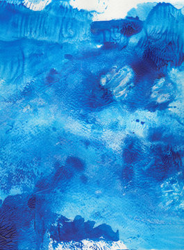 Abstract painted texture with blue strokes and stains