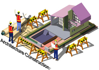 Obraz premium ilustracja koncepcji budowy architektury informacji graficznej w grafice izometrycznej