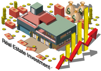 illustration of info graphic real estate investment concept in isometric graphic