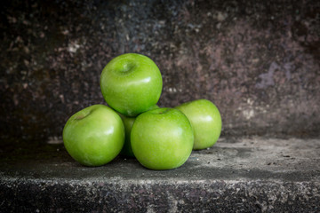 still life of green apples, Green apples composition-still life