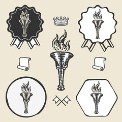 Flame torch vintage symbol emblem label collection - 92242267