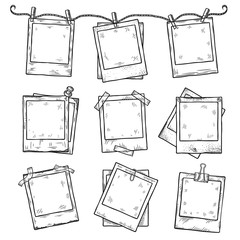 Fototapeta premium Hand drawn vintage photo frame doodle set