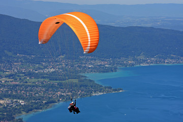 Paraglider above Lake Annecy