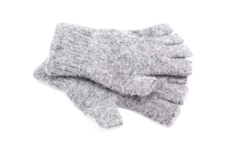 Wool fingerless gloves, isolated on white