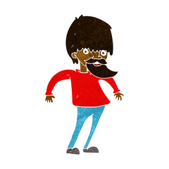 cartoon bearded man shrugging shoulders
