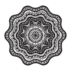 Mandala. Black silhouette . Ethnic oriental indian pattern. 