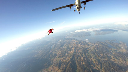 Fototapeta na wymiar Wingsuiting in Norway