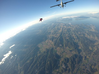 Fototapeta na wymiar Wingsuiting in Norway