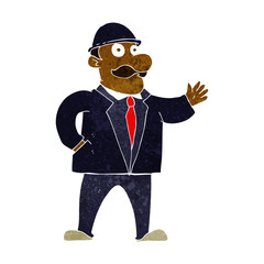 cartoon sensible business man in bowler hat