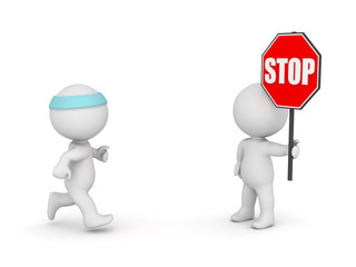 3D Character Jogging and Character with Stop Sign